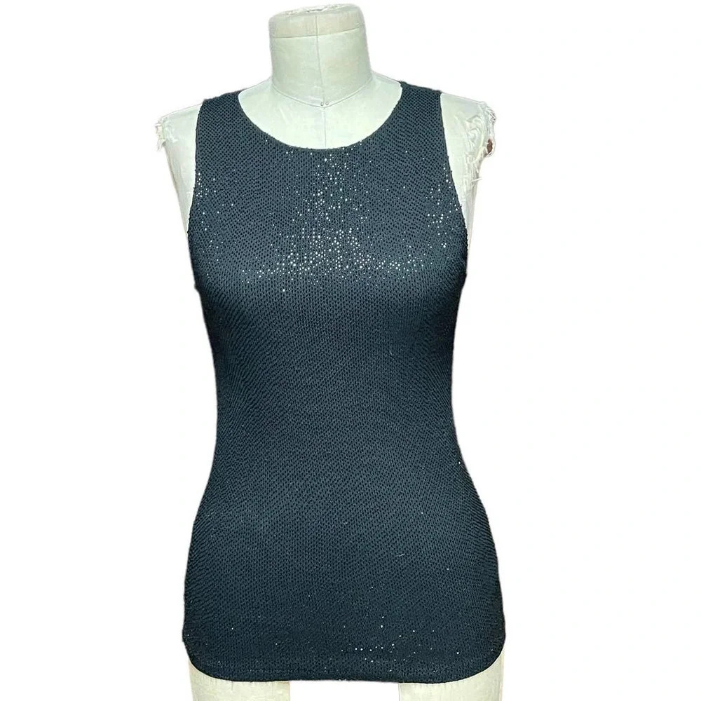 Ralph Lauren Black Label Black Sequin Shiny Tank Top Sizeโ Small